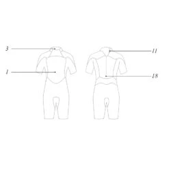 Mystic Kids Star 3/2mm Back-Zip Flatlock Shorty Wetsuit - Navy -Mystic Sales Store 35400.180062 410 Outline Diagram